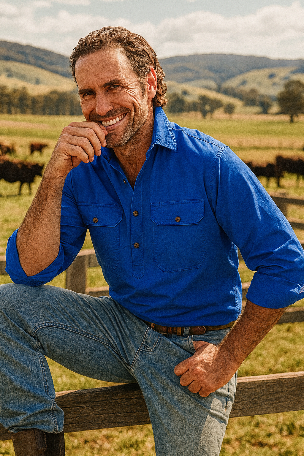 Country wise “Tameruka workwear” blue.